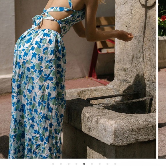 Floral Blue and White Maxi Dress - Picture 3 of 7